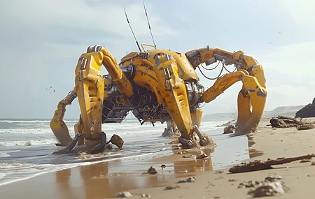 螃蟹 机器 海滩  电脑贴纸 4K贴纸