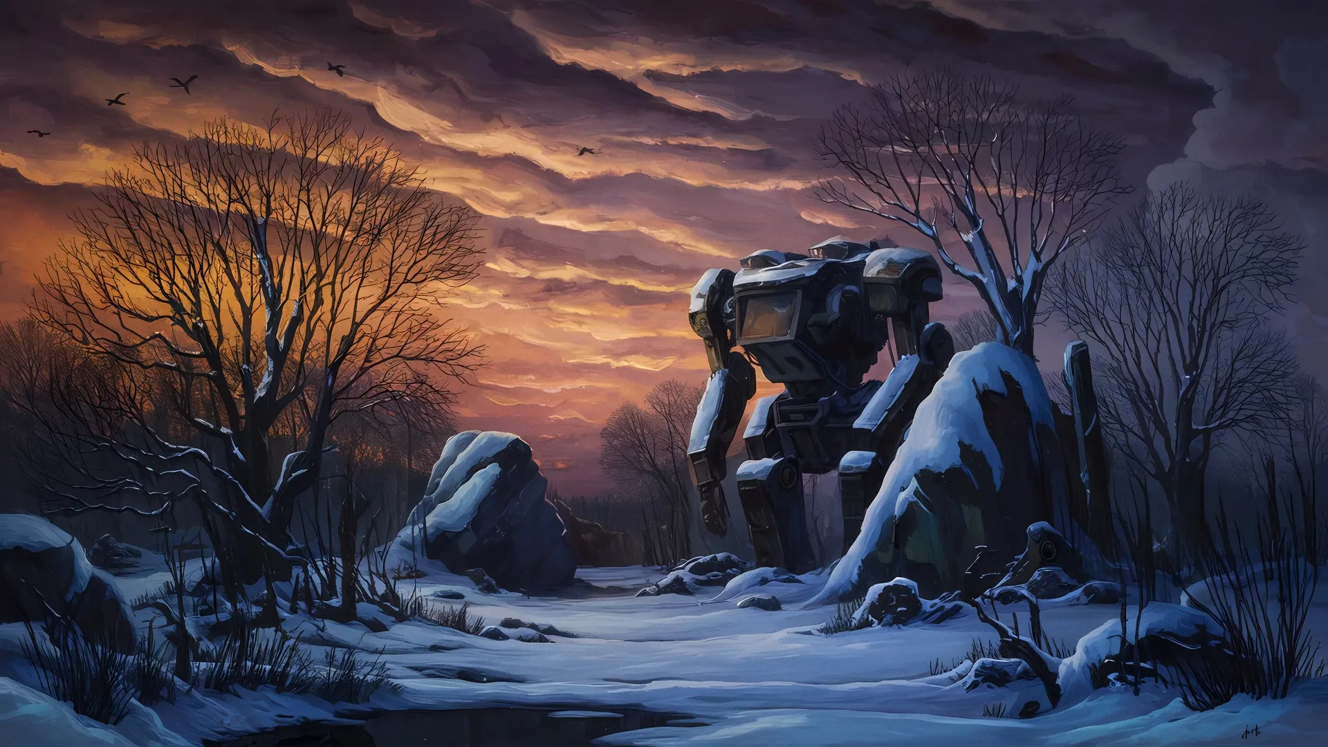 雪地 机甲套装 机器人  电脑贴纸 4K贴纸