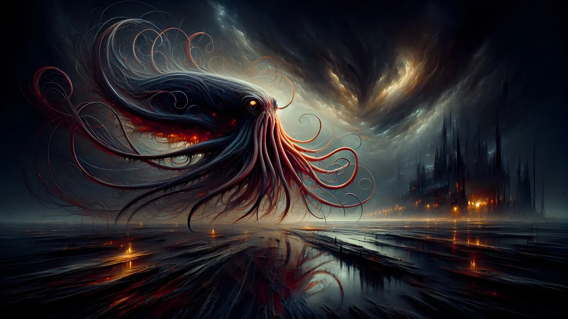 章鱼怪 黑暗幻想 幻想城堡  电脑贴纸 4K贴纸