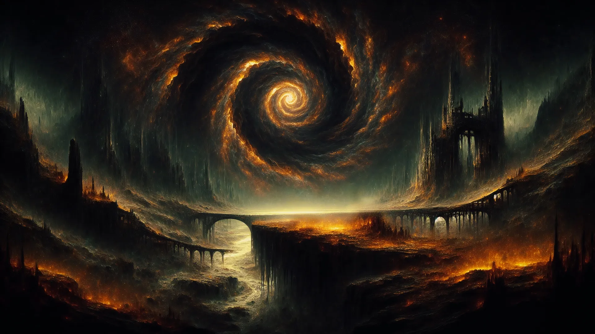 黑暗幻想 魔幻 旋涡 城堡 烈焰 电脑贴纸 4K贴纸