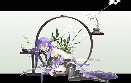 动漫 动漫女孩 竹子 梅花 清新  电脑壁纸 4K壁纸