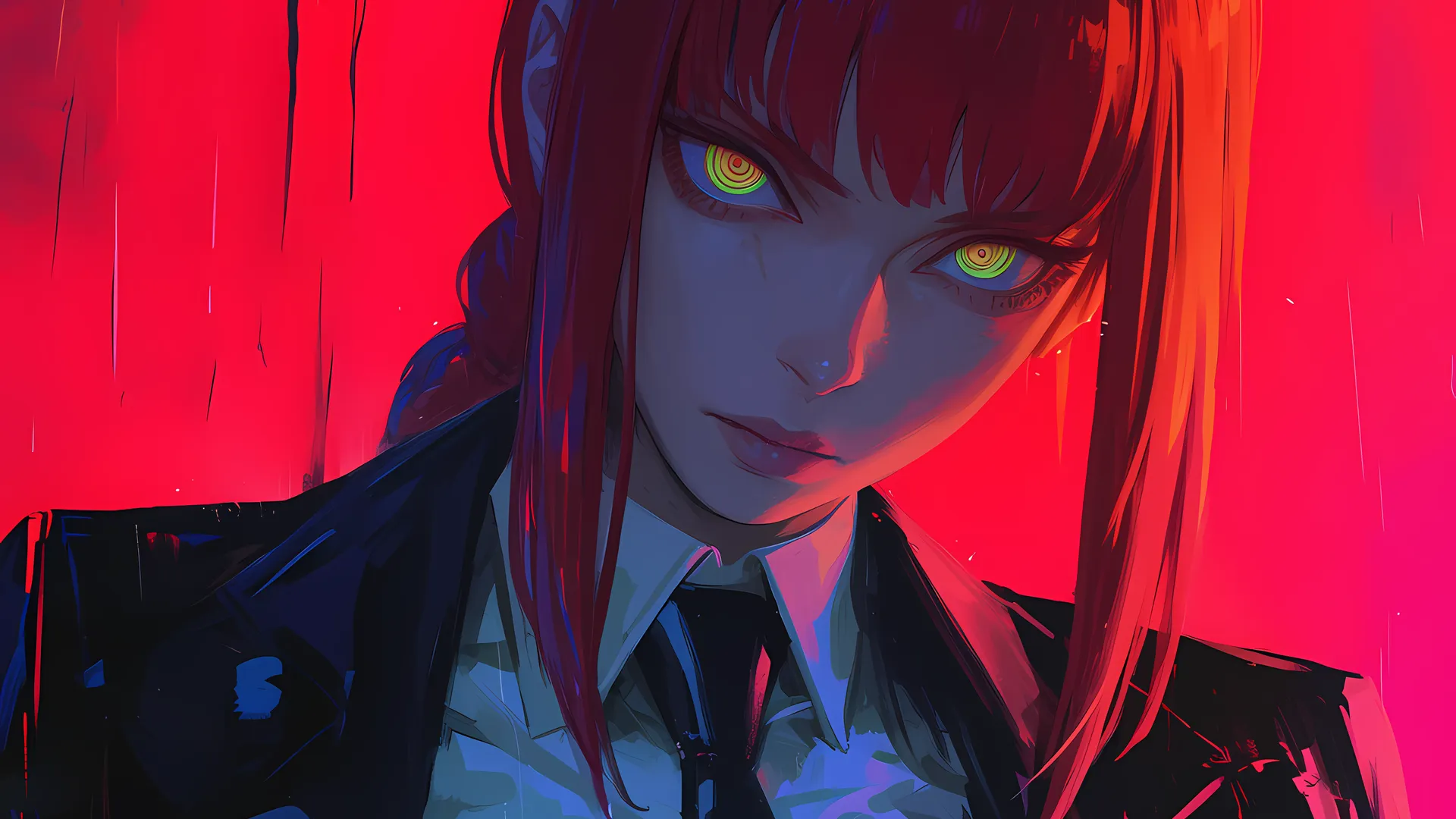 电锯人 Makima（电锯人） 红色背景 人工智能艺术 4K壁纸