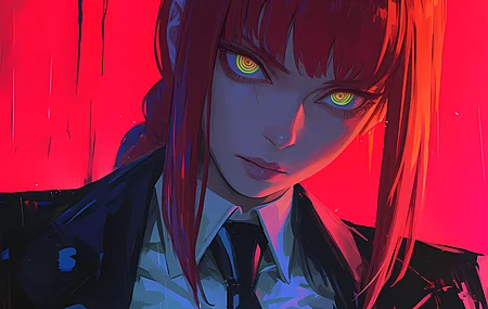 电锯人 Makima（电锯人） 红色背景 人工智能艺术 4K壁纸