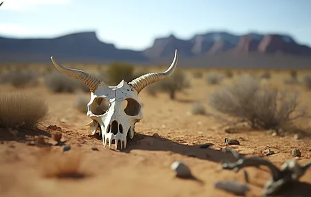 沙漠 骷髅 干燥 沙子 动物 电脑壁纸 4K壁纸