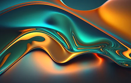 橙色 青绿色 液体 抽象 简单背景 极简主义  电脑壁纸 4K壁纸