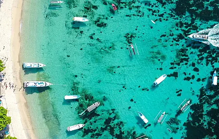 自然 船 海滩 树 海 鸟瞰  电脑壁纸 4K壁纸