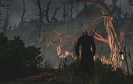 游戏CG 角色 巫师 树木 夜晚  AI艺术 电脑壁纸 4K壁纸