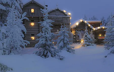 雪 森林 冬天 小屋 治愈 电脑壁纸 4K壁纸