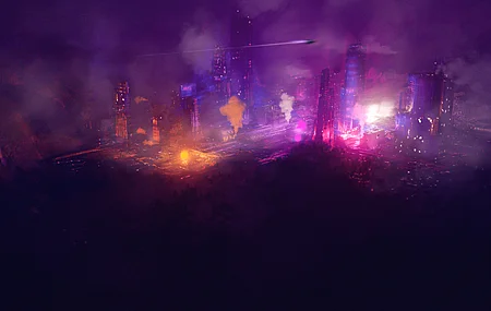 赛博朋克 城市 未来 紫色 科幻 游戏 电脑壁纸 4K壁纸