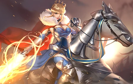 金发 绿色 眼睛 动漫 女孩 马 剑 命运  电脑壁纸 4K壁纸