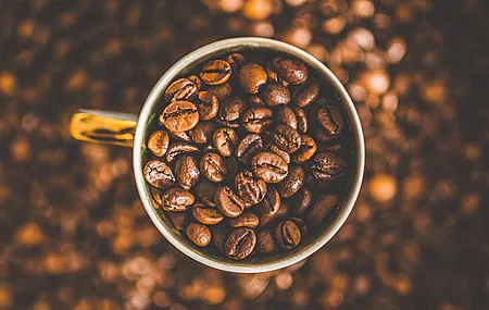 咖啡豆 马克杯 食物 棕色 办公 电脑壁纸 4K壁纸