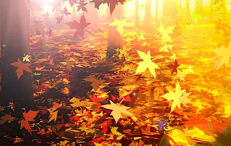 动漫 树叶 落叶 秋天 自然 黄色 枫叶 电脑壁纸 4K壁纸