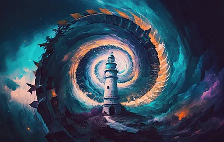 绘画 塔 云 灯塔 简单背景 AI艺术 电脑壁纸 4K壁纸