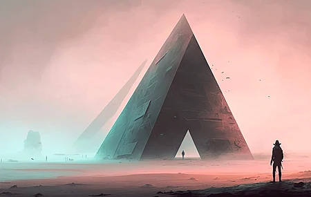 AI艺术 科幻 金字塔 插图 绘画 未来 科技 游戏 宇宙 电脑壁纸 4K壁纸
