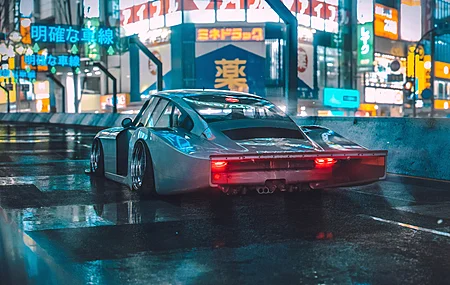  赛博朋克 科幻 城市 跑车 GTA 游戏 霓虹灯  电脑壁纸 4K壁纸