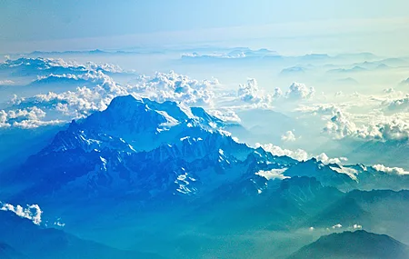 自然 雪 山 云 风景 蓝色 天空 山脉 电脑壁纸 4K壁纸