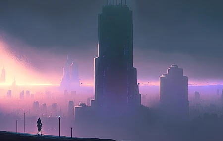 艺术 插图 赛博朋克 城市 紫色  电脑壁纸 4K壁纸