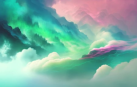 艺术 云 风景 粉笔 插图 绘画 AI艺术 设计 清新 电脑壁纸 4K壁纸