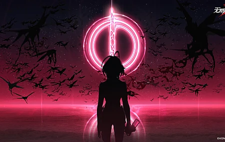 游戏CG 人物 站立 游戏 海报艺术 红色 剪影  电脑壁纸 4K壁纸