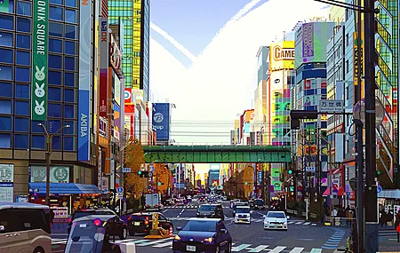 东京 AI艺术 插图 城市 城市景观 车辆 交通 环境 汽车  道路 街道 建筑  电脑壁纸 4K壁纸