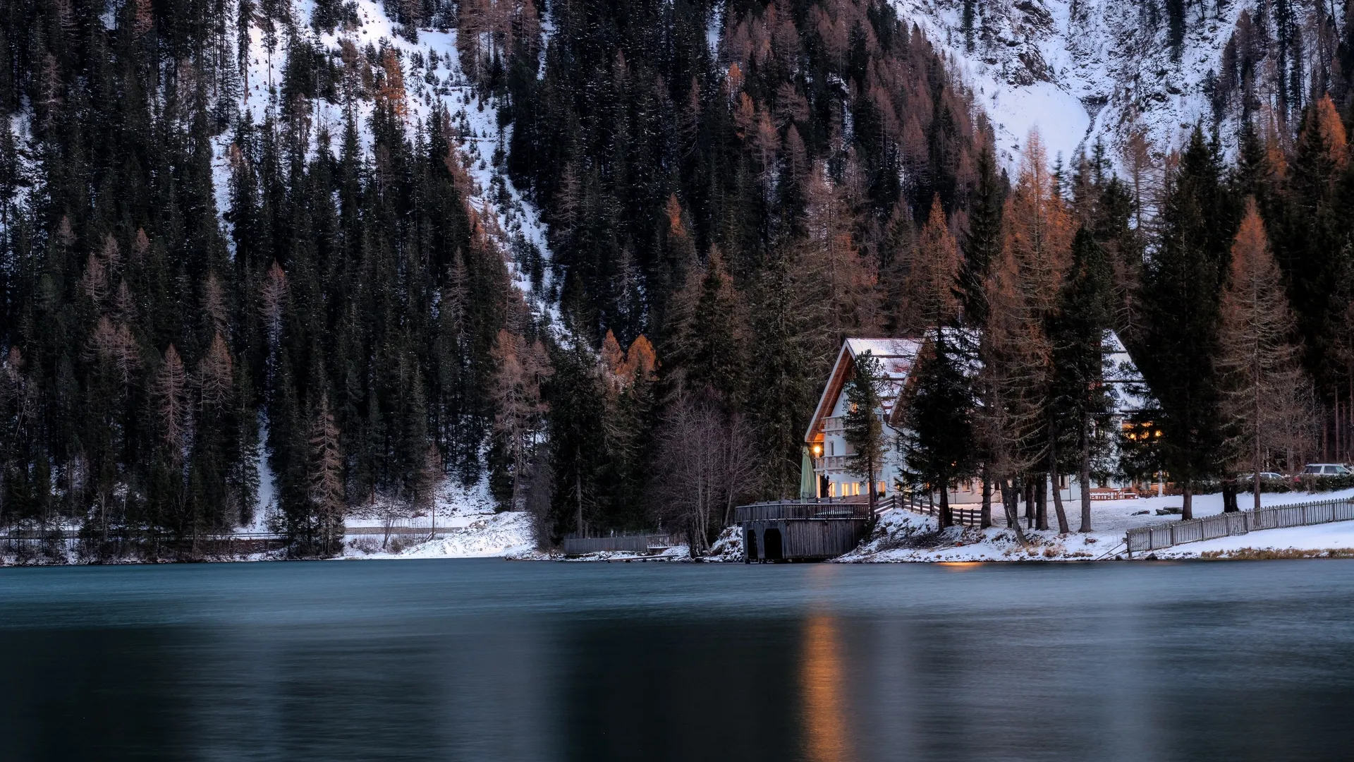 风景 自然 山脉 树木 房屋 建筑  电脑壁纸 4K壁纸