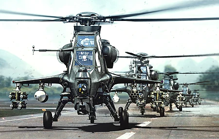 直升机 游戏 中国军队 枪支  攻击直升机  电脑壁纸 4K壁纸