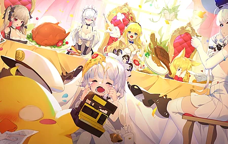 蔚蓝档案 怪兽 食物 动漫 女孩 萝莉 插画 电脑壁纸 4K壁纸