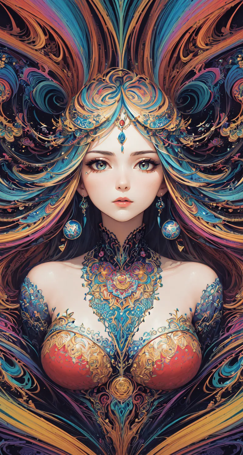 头发 彩色 艺术 五颜六色 肖像  AI艺术  手机壁纸 4K壁纸