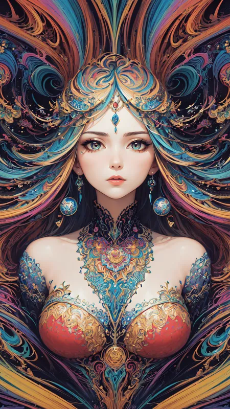 头发 彩色 艺术 五颜六色 肖像  AI艺术  手机壁纸 4K壁纸