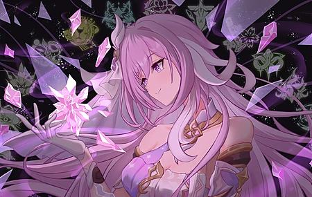 粉色 头发 微笑 长发 动漫 女孩 紫色 眼睛 连衣裙 原神  电脑壁纸 4K壁纸
