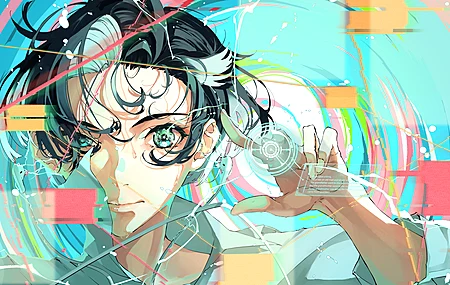 蓝眼睛 特写 动漫 男孩  头发 电脑壁纸 8K壁纸