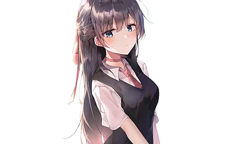 长发 黑发 动漫 女孩 校服  电脑壁纸 4K壁纸