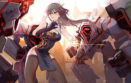 福华 动漫 女孩 原神 旗袍  电脑壁纸 4K壁纸