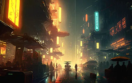 艺术 插图 赛博朋克 城市 城市灯光 霓虹灯  电脑壁纸 4K壁纸