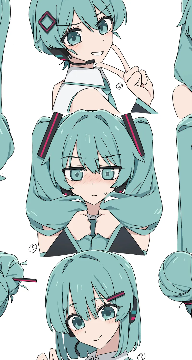 短发 长发 微笑 初音 小提琴 动漫 女孩  双尾  4K壁纸