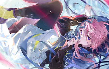 阿鲁特拉 粉色 头发 动漫 女孩 简单背景 虚拟  电脑壁纸 4K壁纸