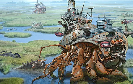 AI艺术 水 沼泽 草 动漫 动画 艺术 概念 电脑壁纸 4K壁纸