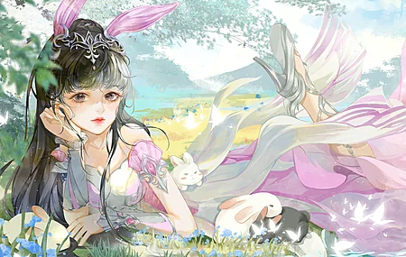 动漫 女孩 灵魂之地 绿色 治愈 清新 电脑壁纸 4K壁纸