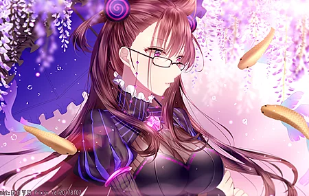 动漫 女孩 紫色 眼睛 绘画 AI艺术 艺术 锦鲤 幻想艺术  电脑壁纸 4K壁纸