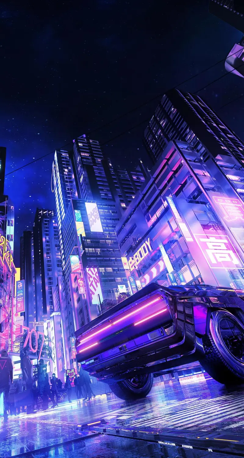 赛博朋克 霓虹灯 汽车跑车 游戏 4K壁纸