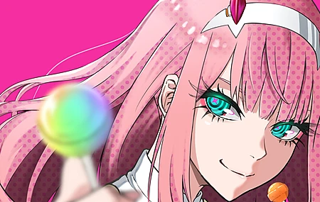 粉色 头发 动漫 动漫女孩 棒棒糖 号角 学生 制服  电脑壁纸 4K壁纸