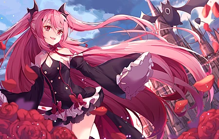 动漫 动漫女孩 AI艺术 肖像 粉色 红色 电脑壁纸 4K壁纸