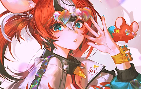 红发 动漫 动漫少女 墨镜  电脑壁纸 4K壁纸