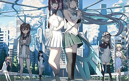 短发 长发 动漫 动漫女孩 校服 大腿  城市 风光 云彩 天空  电脑壁纸 4K壁纸