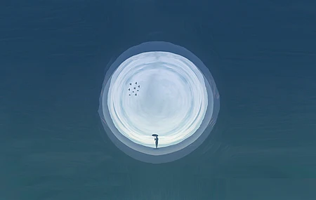 AI艺术 插图 创造力 伞 圆 极简主义  电脑壁纸 4K壁纸