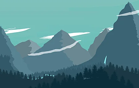 AI艺术 山脉 森林 河流  电脑壁纸 4K壁纸