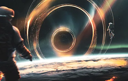 宇航员 AI艺术 空间 艺术 伽利 行星 黑洞  电脑壁纸 4K壁纸