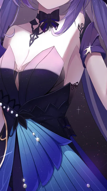 紫色头发 长发 动漫 动漫女孩 科清 原神  蝴蝶 双尾  手机壁纸 4K壁纸