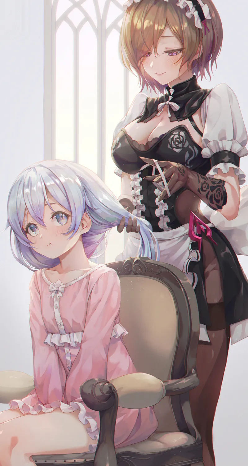 动漫 动漫女孩 AI艺术 短发 女仆 可爱 萝莉  手机壁纸 4K壁纸