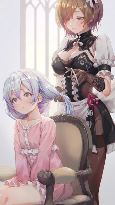 动漫 动漫女孩 AI艺术 短发 女仆 可爱 萝莉  手机壁纸 4K壁纸